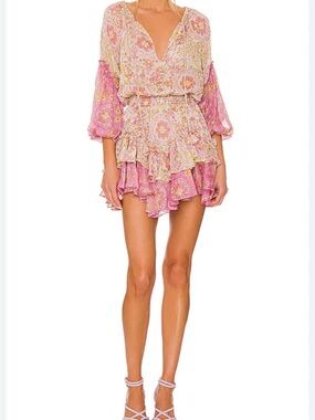 Misa Los Angeles Viviana Dress - Pink Floral Ruffled Mini Dress